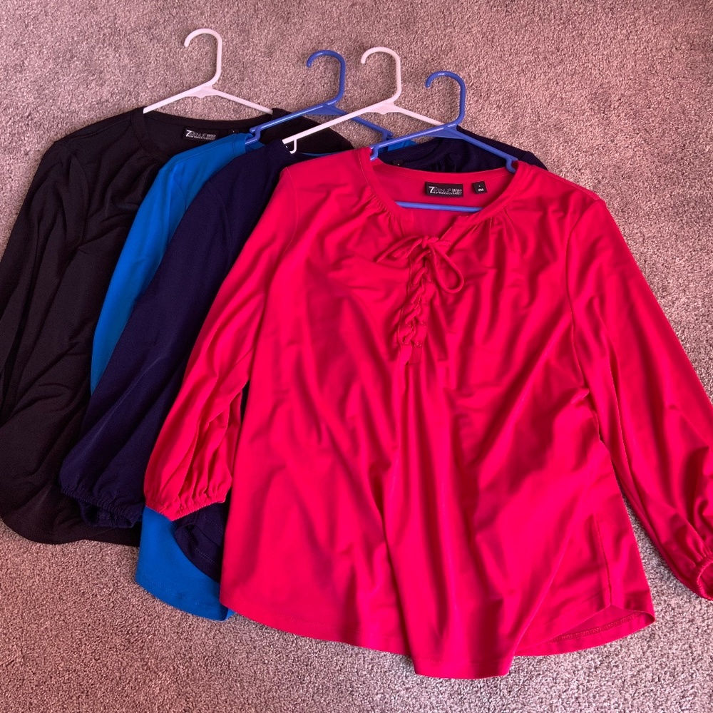 NWOT - lot of 4 womens 3/4 sleeve lace up front blouses  NY&Company L